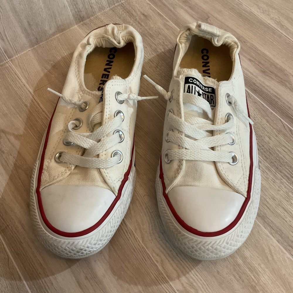 Converse Chuck Taylor All Star Shoreline White Slip On Sneakers Womens 5.5